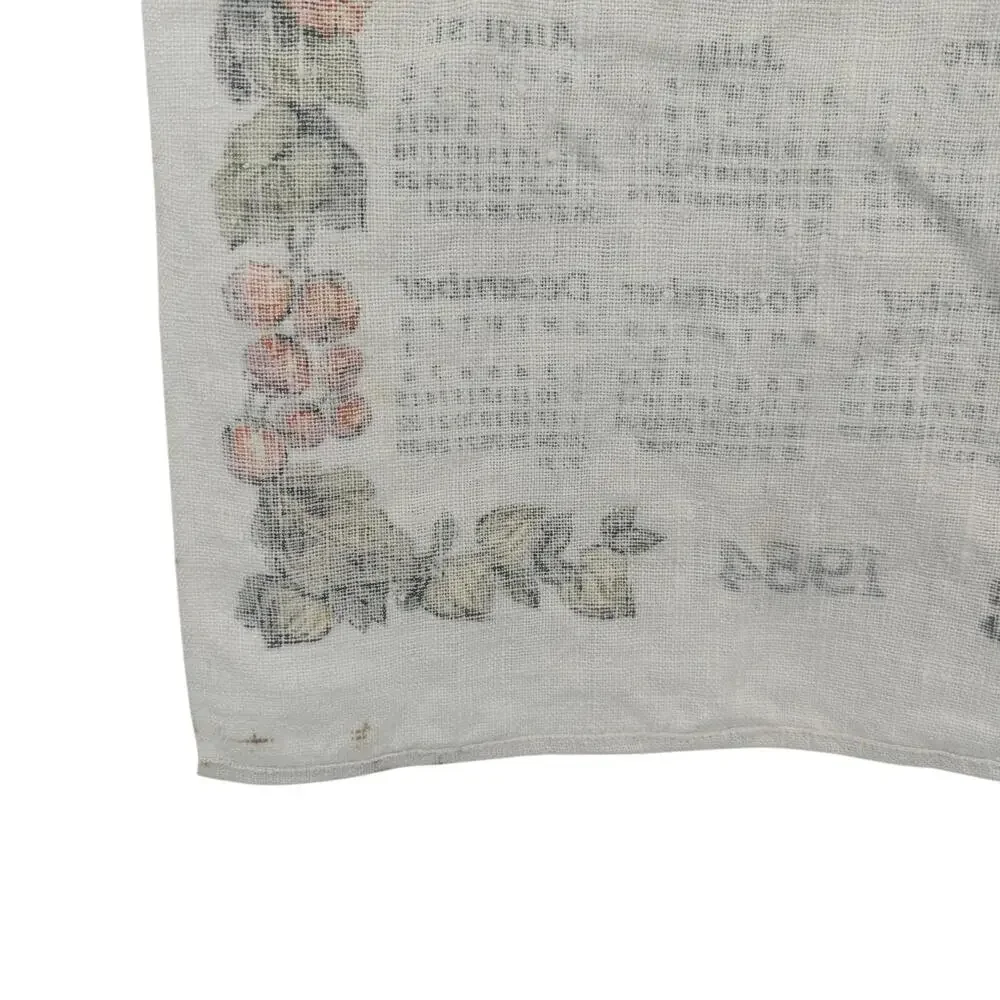 Vintage Pure Linen‎ Cloth Calendar Year 1984 Tea Towel Birthday Fall Harvest